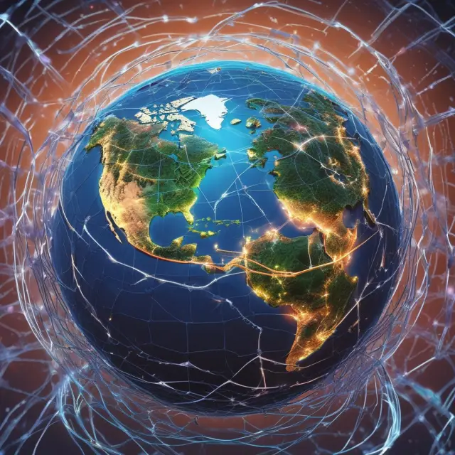 Digital globe connected by currencies flowing through it, representing global trends in official settlement accounts