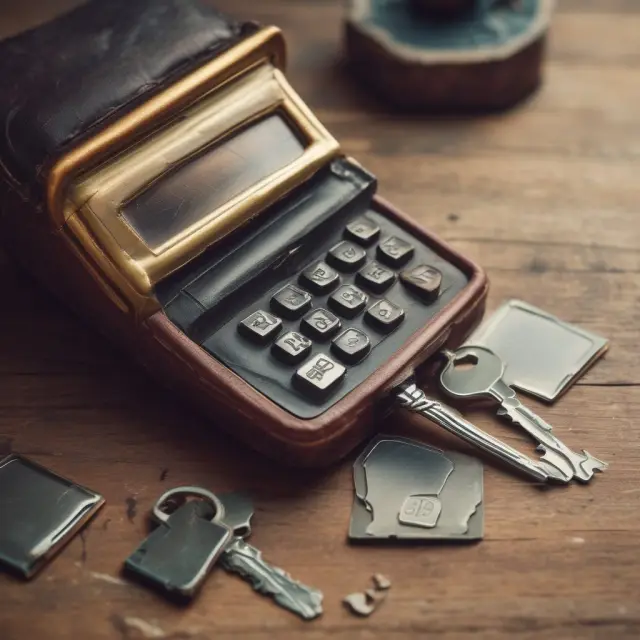 An image of an offline debit card resembling a vintage key, unlocking the gates to financial freedom and traditional transactions