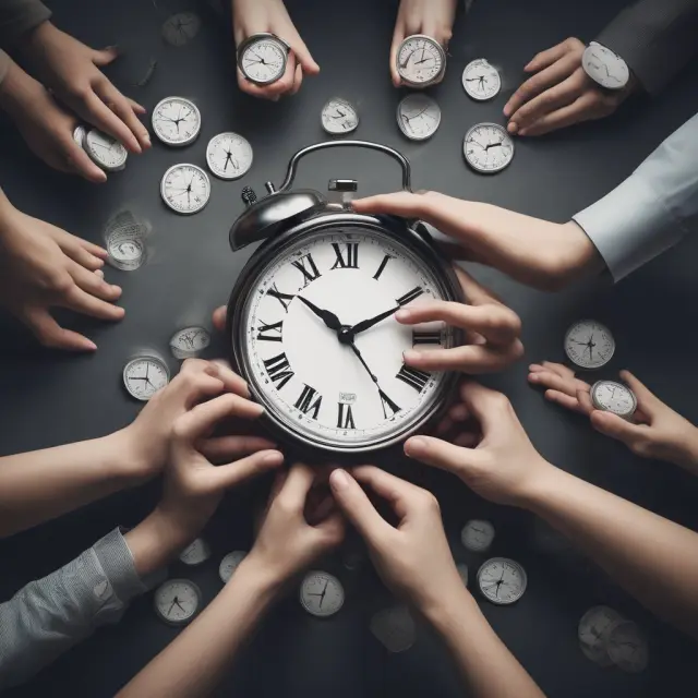 Hands symbolizing offline payments and a clock illustrating delayed transaction processing