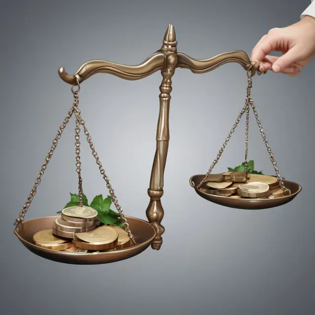 Two scales balanced with investments on each side, symbolizing risk reduction and portfolio stability through offsetting.