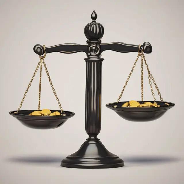Golden scales holding coins represent offsetting