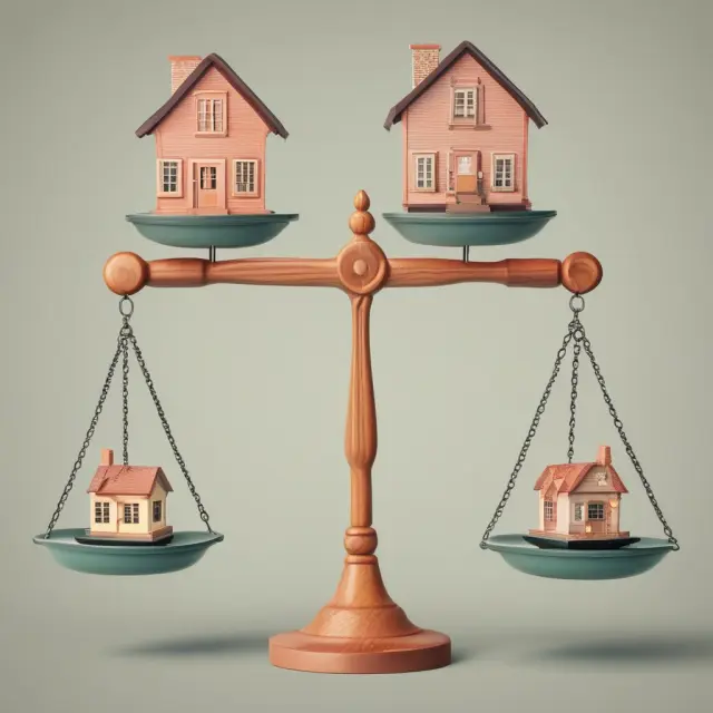 Image shows a large scale with one side representing an offset mortgage (savings) and the other, a traditional mortgage (debt). A hand is tipping the balance to the savings side.