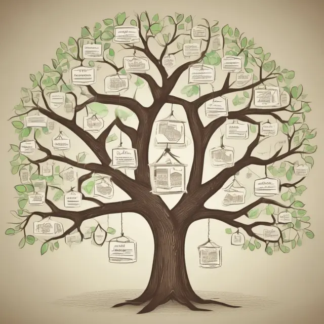 Family tree depicting connected savings accounts and mortgage, emphasizing their interplay in offset mortgage strategy