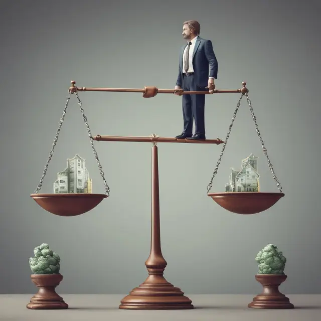 Investor managing risk with offsetting transactions - Balance scale symbolizing neutral impact