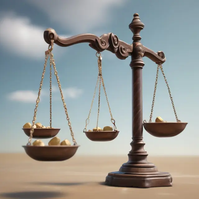 Scale balancing investment risks and gains through offsetting transactions, demonstrating financial equilibrium