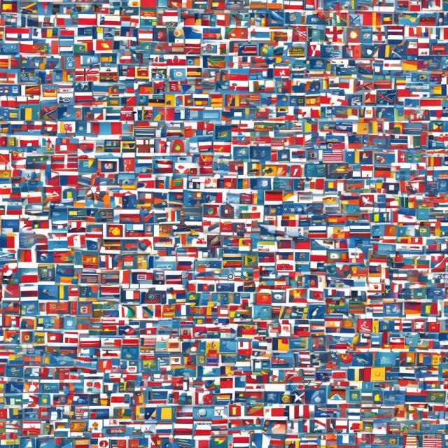 World map formed by various national flags, representing offshore banking units and international finance