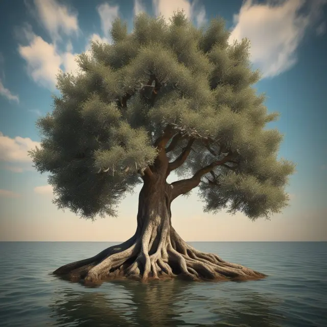 Offshore banking units depicted as olive trees with branches representing branches and subsidiaries extending to various jurisdictions