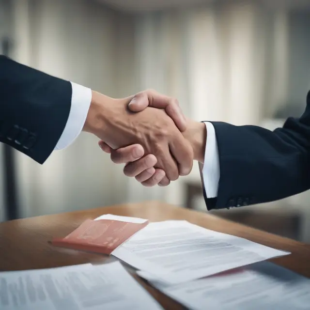 Two winning hands shaking on a contract, representing successful offtake agreements in various industries