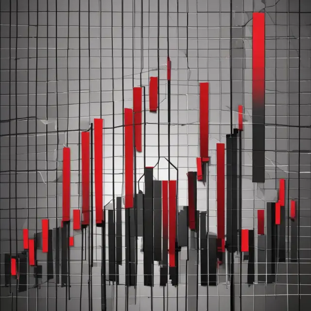 Comparison of black (upward trend) and red (downward trend) bars on an OHLC chart