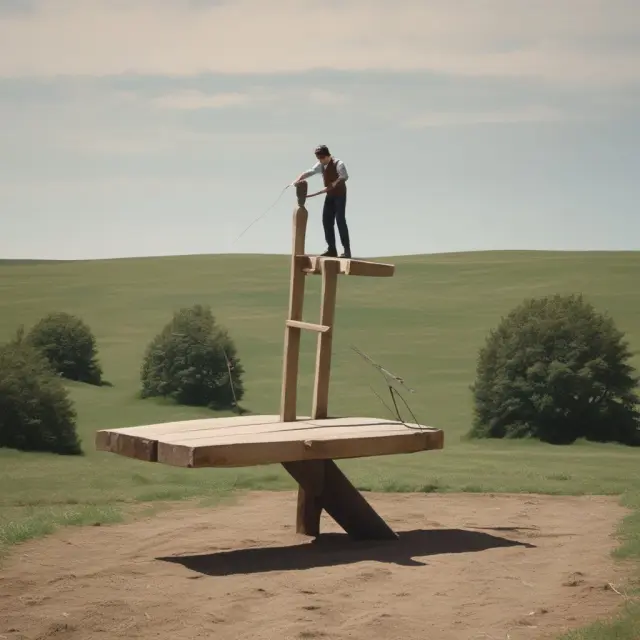 A bond issuer on a seesaw, balancing yield potential against default risk