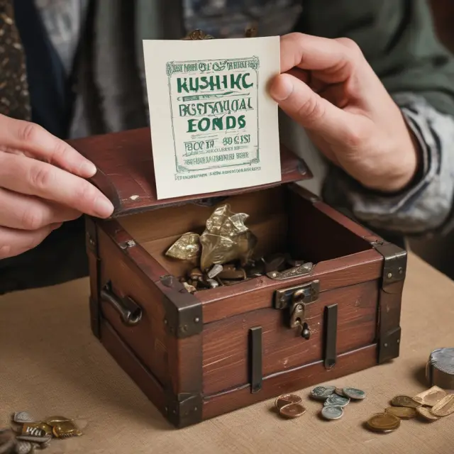 Hand uncovers a chest revealing KushCo Original Issue Discount Bond, symbolizing the potential gains of investing in OIDs