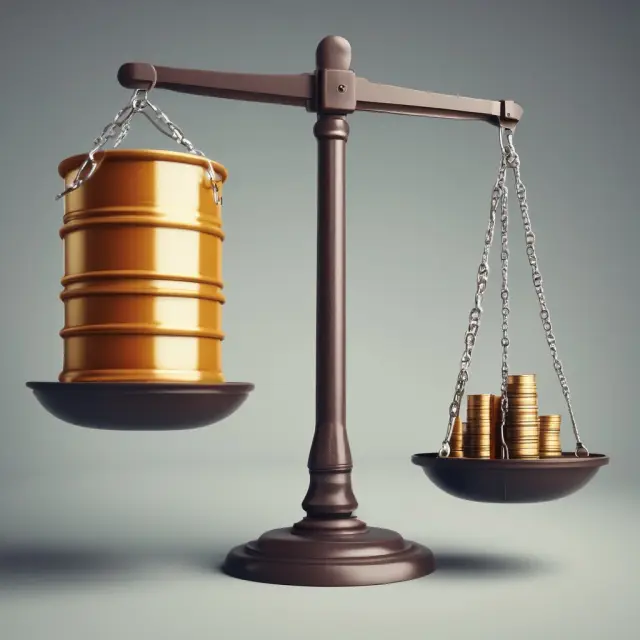 Oil barrel on a scale: An image illustrating the investment consideration for Oil ETFs