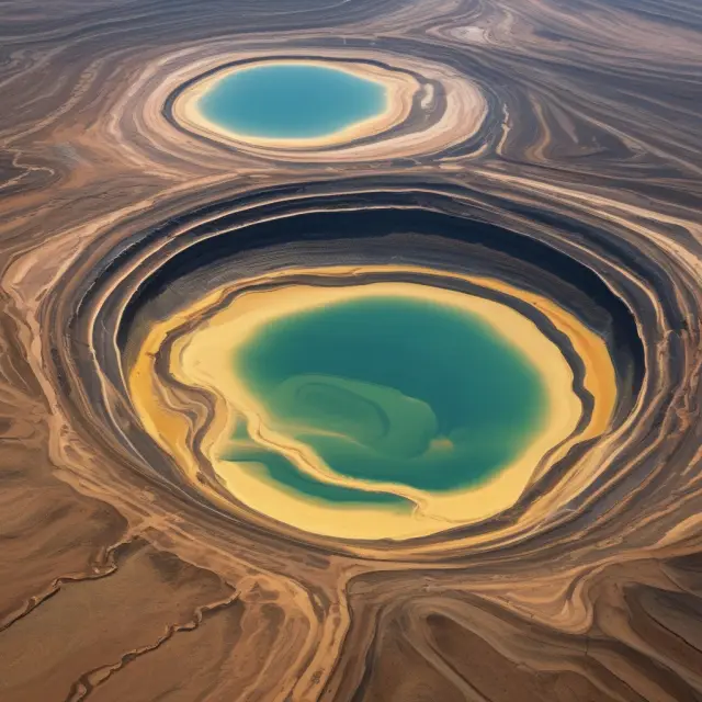 Image of reservoir with swirling pools of oil, gas, and condensates, illustrating the calculation of Oil Initially in Place.