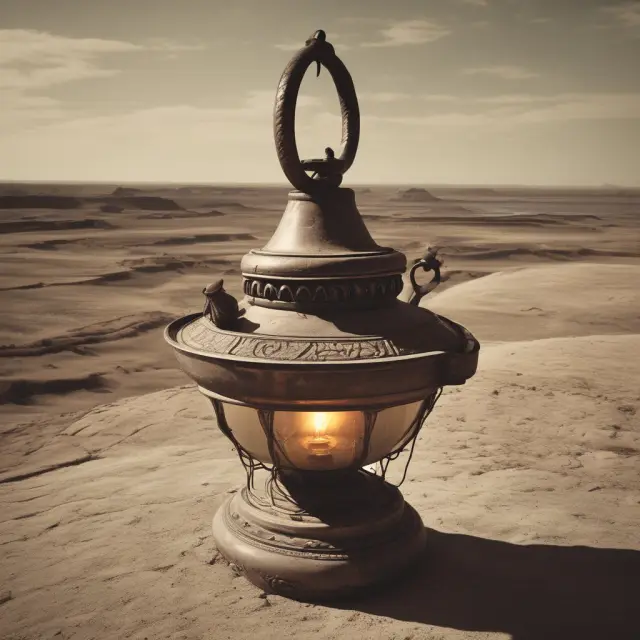 Image of an ancient oil lamp shedding light on subterranean oil reservoirs, representing Oil Initially in Place