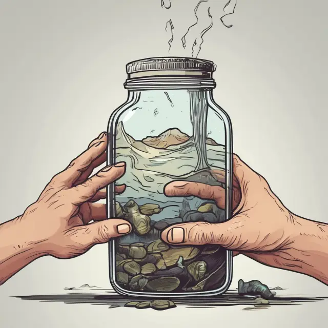Two hands releasing oil into a jar symbolizing financial liability under OPA.