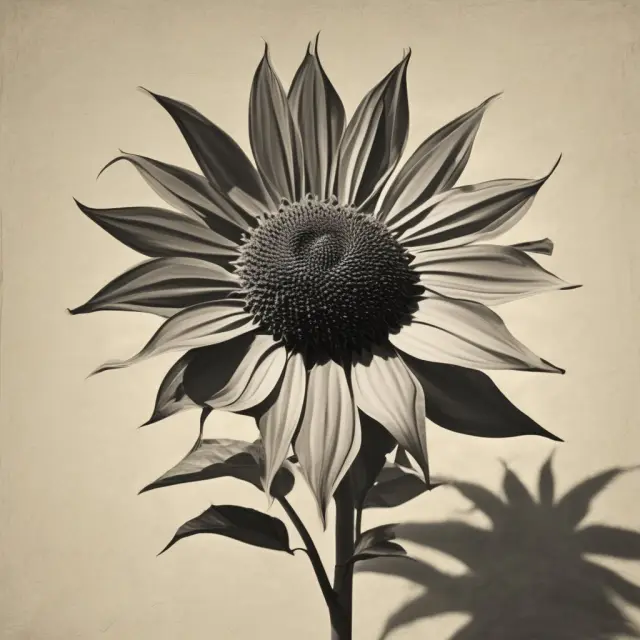 An oil sunflower symbolizing crude oil and its long natural gas shadow depicting the inverse relationship between the two energy sources