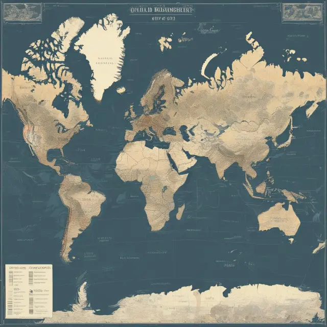 An image of a world map illustrating various petroleum components: reservoirs, fields, and basins.