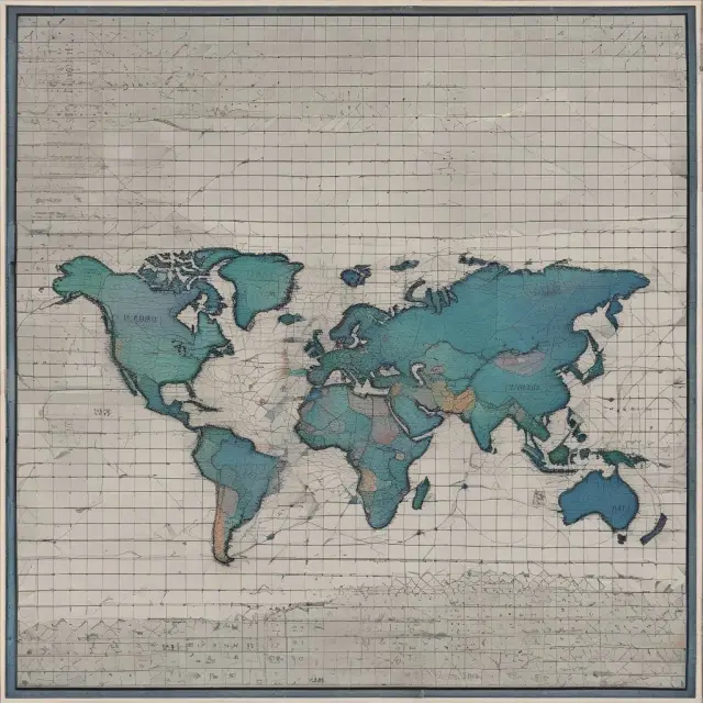 A mosaic of interconnected countries showcasing different sizes, symbolizing labor market flexibility and productivity levels influencing Okun