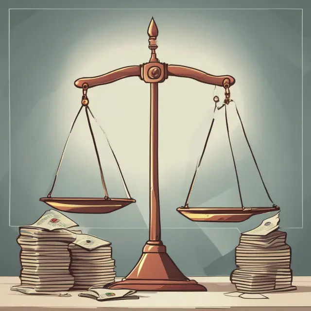 An artistically balanced scale illustrating the relationship between Okun