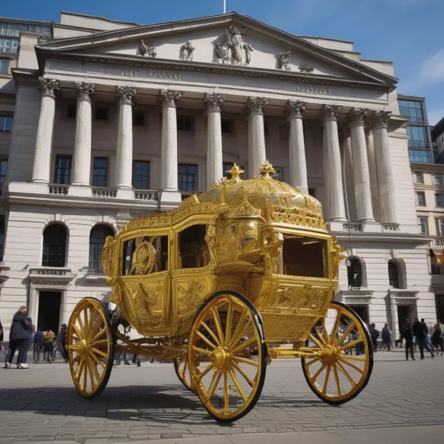 Golden carriage carrying precious gold bullion during the historic move of the Bank of England from Walbrook to Threadneedle Street