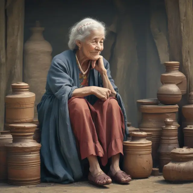 An image of an elderly woman, symbolizing the Bank of England as 