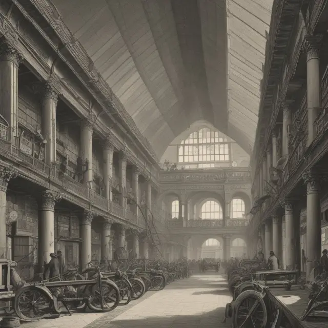 Image of old economy industries transitioning from historical pillars to modern technological foundations