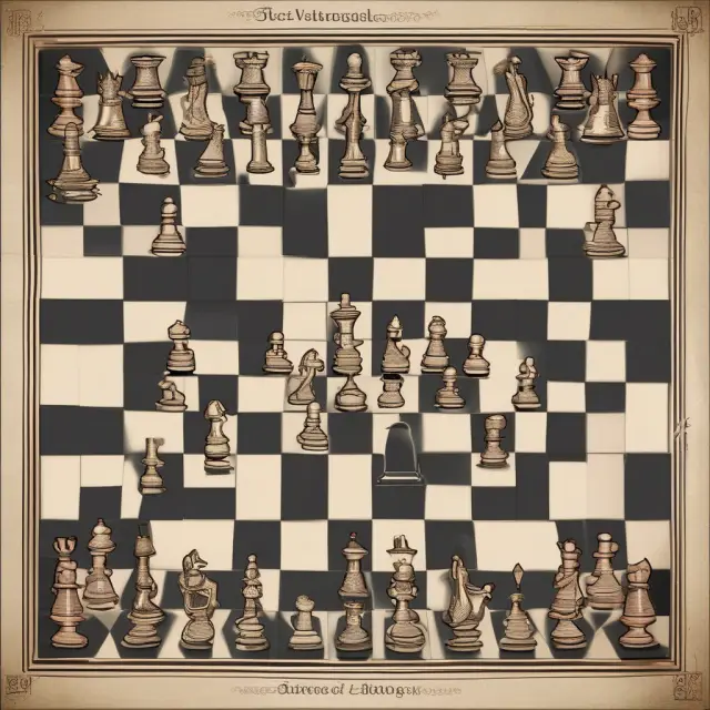 A chessboard symbolizing oligopolistic markets with technological disruptions represented as pawns moving, fostering new collaborations