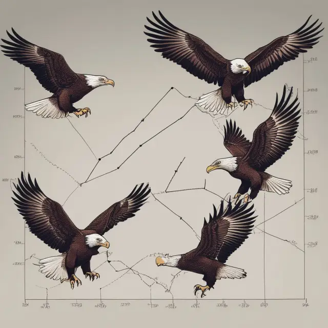Four eagles symbolize dominant firms in an oligopoly, soaring above a concentration ratio graph to illustrate their influence on industry dynamics