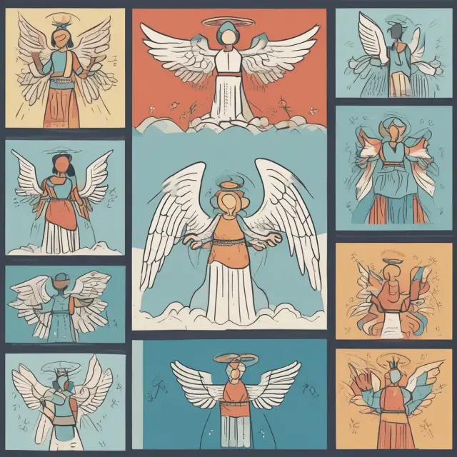 A metaphorical representation of different ombudsmen as guardian angels watching over various industries to protect consumers and uphold their rights