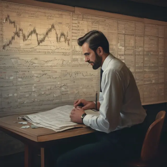 Trader delving into Omega, the third derivative of option price, on an intricate landscape of equations