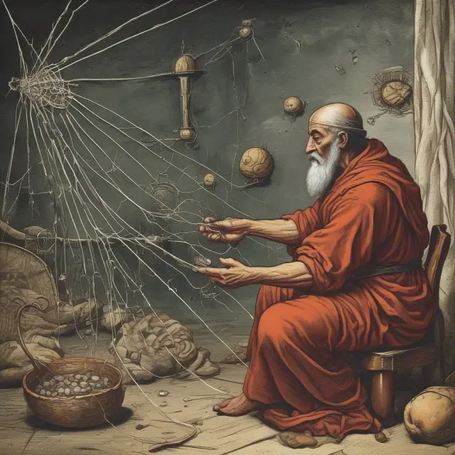Ancient market maker creating complex delta-omega webs to manage risks and leverage in options trading