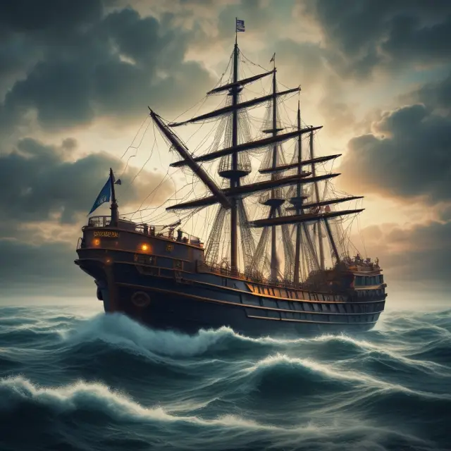Omnibus account sailing through turbulent waters representing market risk, operational risk, and regulatory risk.