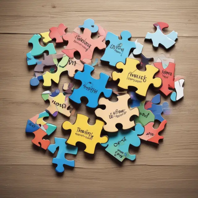 A beautifully crafted jigsaw puzzle depicting an omnibus account, with various participants working together to create a cohesive financial picture