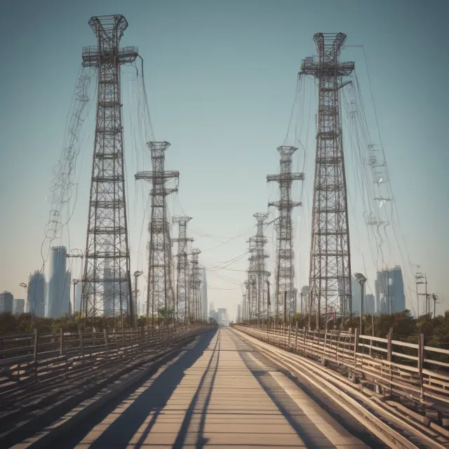 Sturdy communication towers forming a bridge for on-account transactions, symbolizing effective communication and smooth payment flow