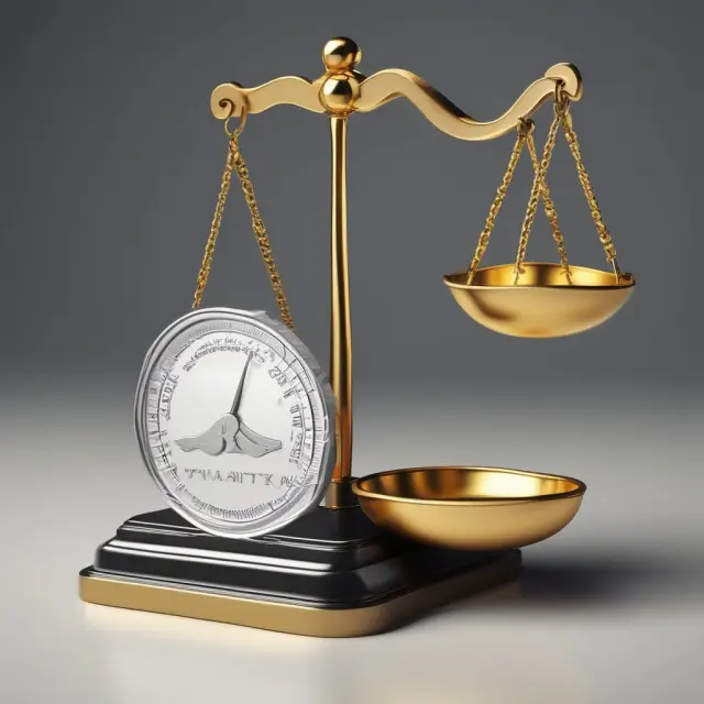 Gold coin scale tips in favor of a bank, representing the cost savings and increased profitability from On-Us transactions.