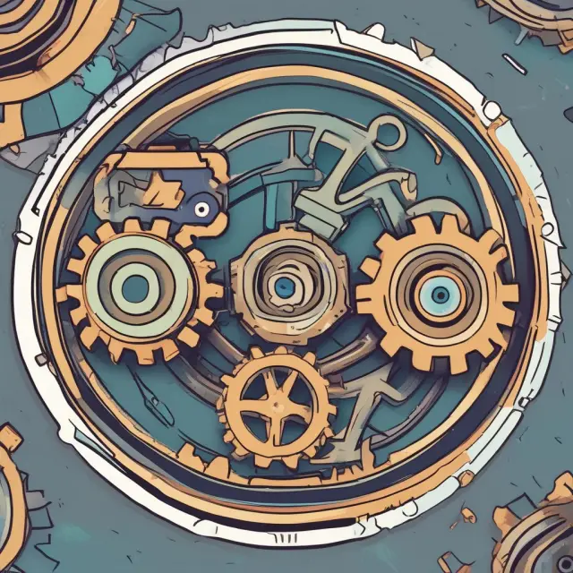 Two gears, one internal (On-Us) and the other external (Not-On-Us), rotating in harmony, symbolizing their interconnectivity and differences.