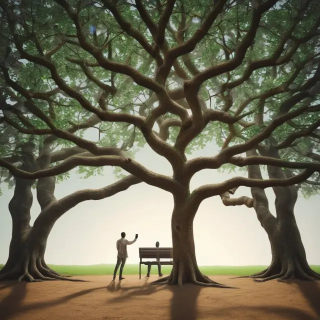 Visualization of electronic on-us transactions as digital accounts interconnected on a tree
