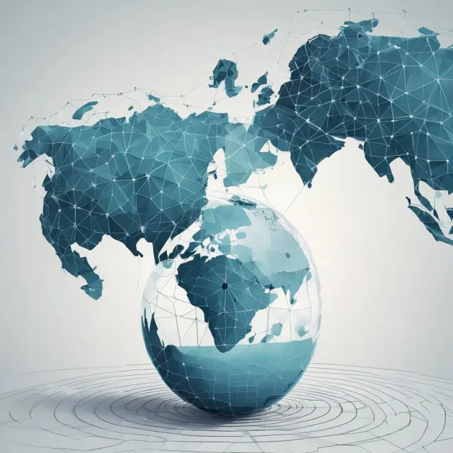 Interlinked globes illustrating on-us items, not-on-us transactions, and international payments