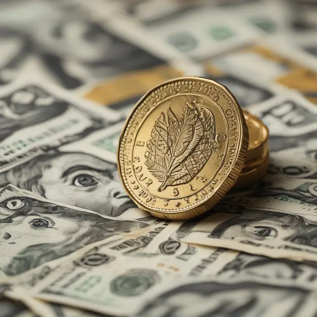 A golden coin swiftly moving from one hand to another, symbolizing on-us transactions