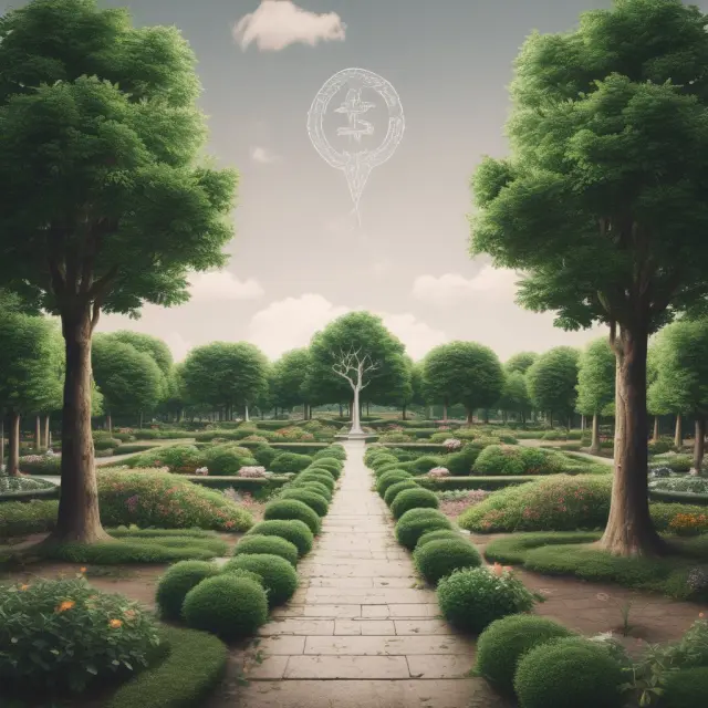 Two flourishing trees symbolizing Tezos