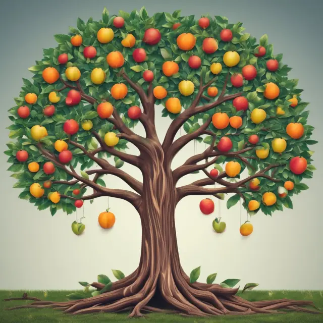 Image of a flourishing tree with three branches: one laden with gold coins (tax savings), another with interlocking shields (risk management), and the third with rising graphs (financial gains)