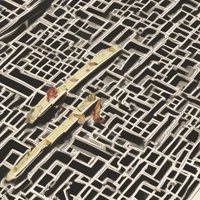 Golden ruler indicating one percent guideline for long-term investment planning, leading an investor through property maze