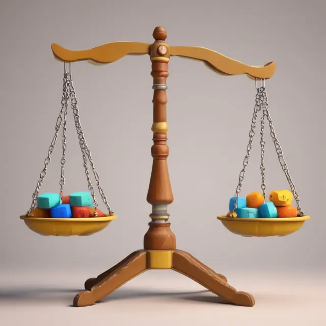 A balanced seesaw with scales representing 1%, 5%, and 10% significance levels; each scale holds weights depicting the corresponding confidence level in investment analysis.