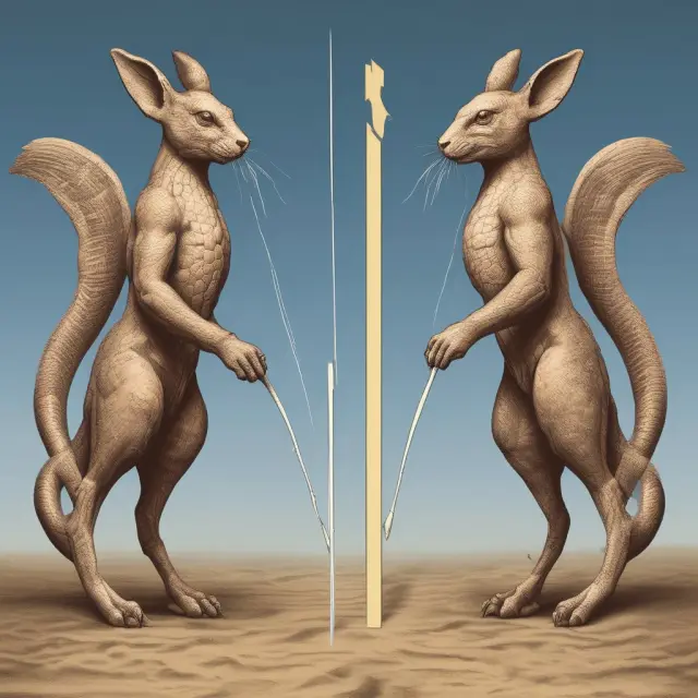 Dueling t-Tests: One-tailed (single arrow) and two-tailed (double arrows), symbolizing their comparison in statistical hypothesis testing for financial analysis