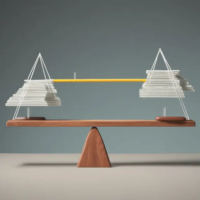 See-saw with scales uncertainly tilting, reflecting the challenge and ambiguity in interpreting one-tailed investment tests.