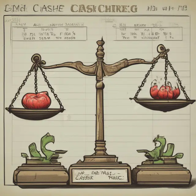 Visual representation of cash and non-cash one-time charges in corporate accounting, maintaining balance on a precarious accountant