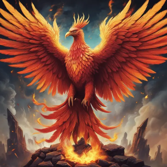 Phoenix symbolizes rebirth; Acme Tech