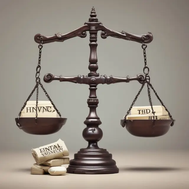 Balance scale with inventory and coins symbolizing write-downs. Inventory piles represent stock value, while scales tipping signifies financial adjustments.