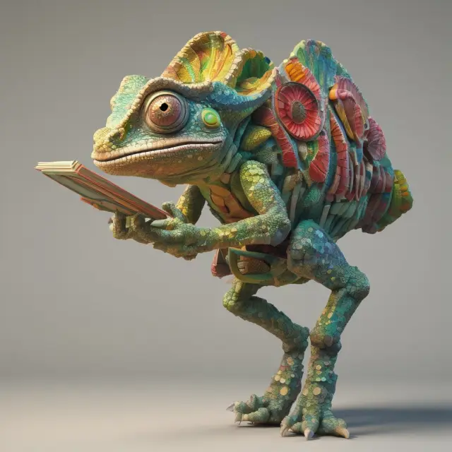 A group of chameleon figures adaptively shifting positions on an income statement to represent various one-time item line items