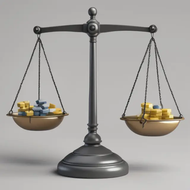 Scale depicts nonrecurring asset sale contrasting ongoing business operations